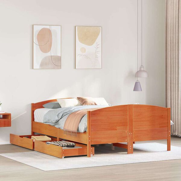 vidaXL Letto senza Materasso Marrone Cera 150x200 cm in Legno di Pino
