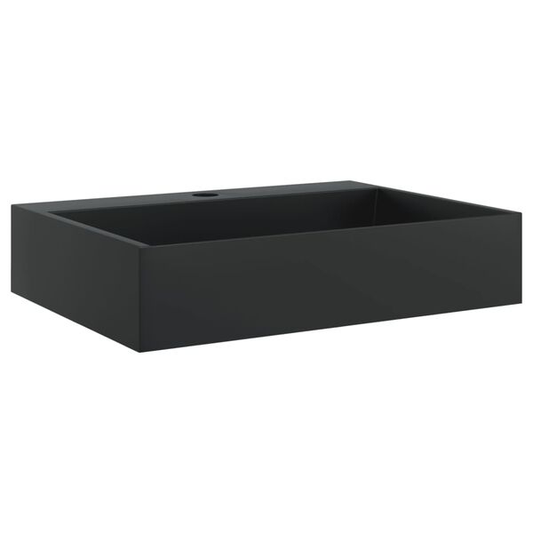 vidaXL Lavandino 50x38x11 cm Blocco in Marmo/Minerale Nero Opaco