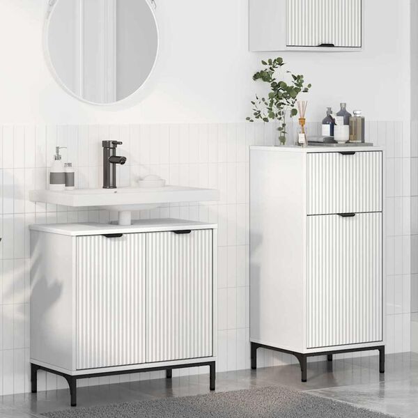 vidaXL Set di mobili per il bagno 2 pcs Bianco Legno multistrato