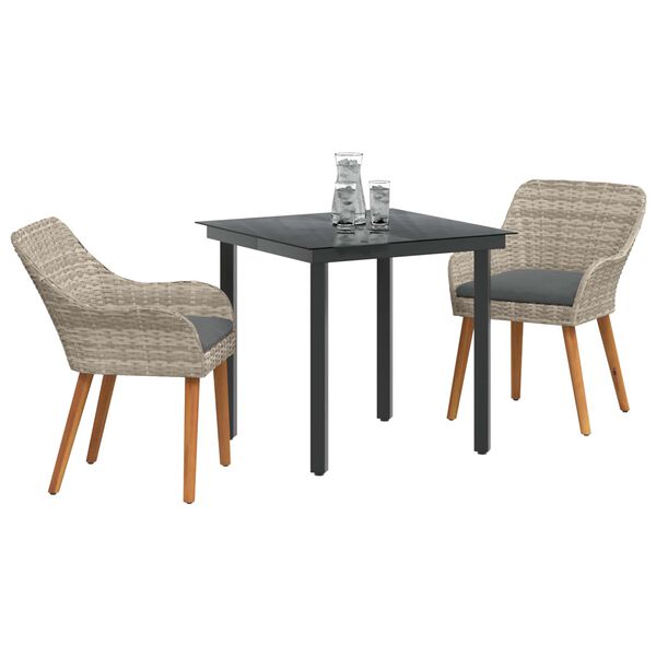 vidaXL Set da Pranzo per Giardino 3 pcs Grigio chiaro polyrattan