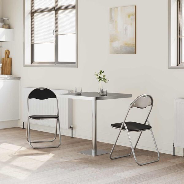 vidaXL Sedia pieghevole 2 pcs Nero e Grigio 48 x 43,5 x 81 cm