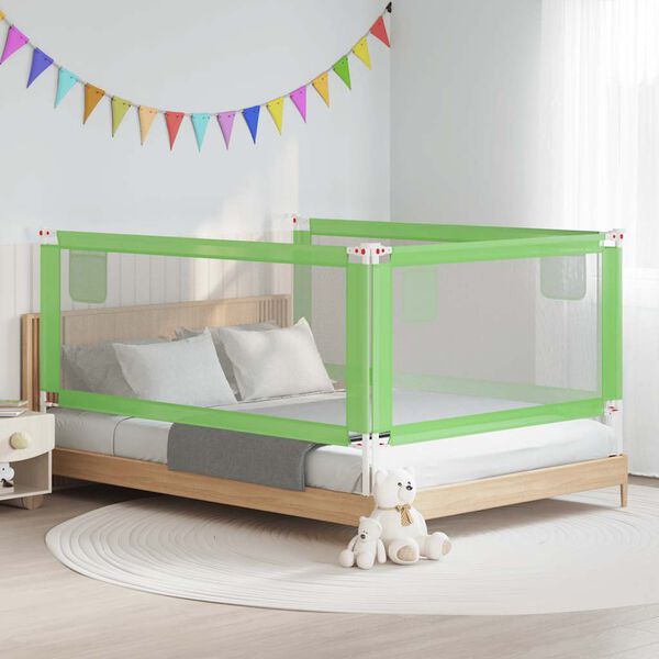 vidaXL Sponda Letto di Sicurezza per Bambini Verde 200x25cm in Tessuto