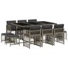 vidaXL Set da Pranzo da Giardino 11pz con Cuscini in Polyrattan Grigio