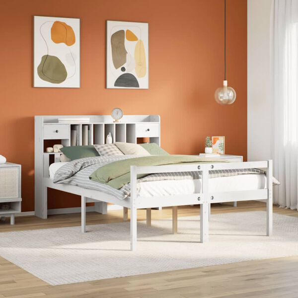 vidaXL Letto Libreria senza Materasso Bianco 160x200 cm Legno di Pino