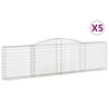 vidaXL Cesti Gabbioni ad Arco 5 pz 400x30x100/120 cm Ferro Zincato