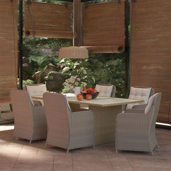 vidaXL Set da Pranzo da Giardino 7 pz in Polyrattan Marrone