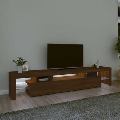 vidaXL Mobile Porta TV con Luci LED Rovere Marrone 215x36,5x40 cm