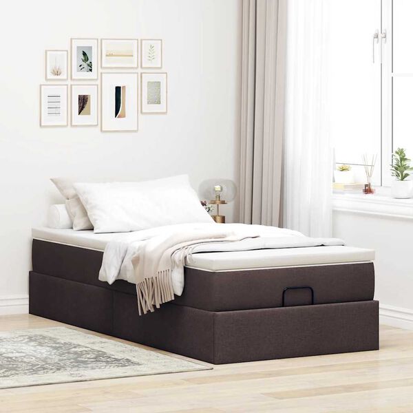 vidaXL Struttura Letto Pouf con Materasso 100x200 cm in Tessuto