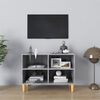vidaXL Mobile TV con Gambe Legno Massello Grigio Cemento 69,5x30x50 cm