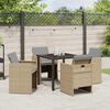 vidaXL Set da Pranzo per Giardino con cuscino 5 pcs Beige polyrattan