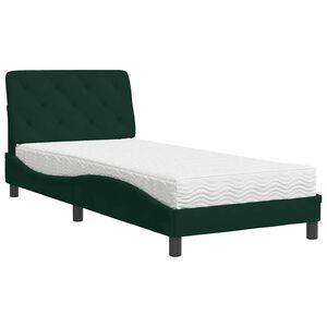 vidaXL Letto con Materasso Verde Scuro 90x190 cm in Velluto