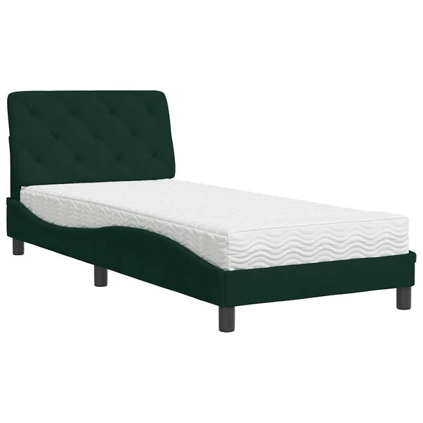 vidaXL Letto con Materasso Verde Scuro 90x190 cm in Velluto