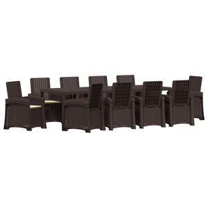 vidaXL Set da Pranzo per Giardino 11 pz Marrone e Crema PP