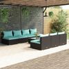 vidaXL Set Mobili da Giardino con Cuscini 8 pz in Polyrattan Nero