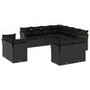 vidaXL Set Divani da Giardino 11 pz con Cuscini in Polyrattan Nero