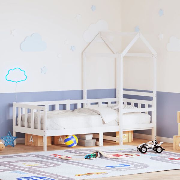 vidaXL Dormeuse con Tetto 90x190 cm Bianco in Legno Massello di Pino