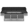 vidaXL Set Divani da Giardino 10pz con Cuscini Grigio Massello di Pino