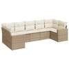 vidaXL Set Divani da Giardino 7 pz con Cuscini Beige in Polyrattan