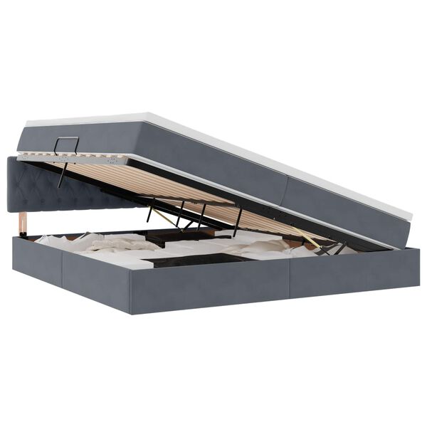 vidaXL Letto con Contenitore Grigio scuro 200 x 200 cm Velluto