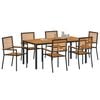 vidaXL Set da Pranzo per Giardino 7 pcs Nero e Marrone polyrattan