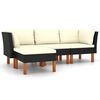 vidaXL Set Divani da Giardino 4 pz con Cuscini in Polyrattan Nero