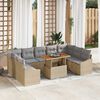 vidaXL Set Divano da Giardino 10 pcs Beige Poly Rattan