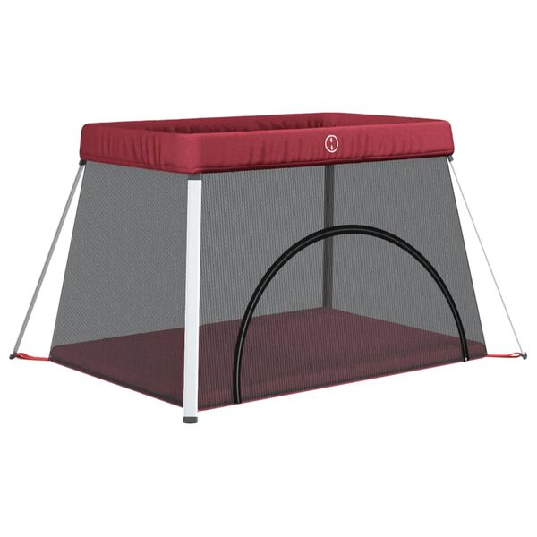 vidaXL Box per Bambini con Materasso Rosso Tessuto di Lino