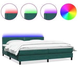 vidaXL Letto a Molle con Materasso e LED Verde Scuro 180x220 cm Velluto