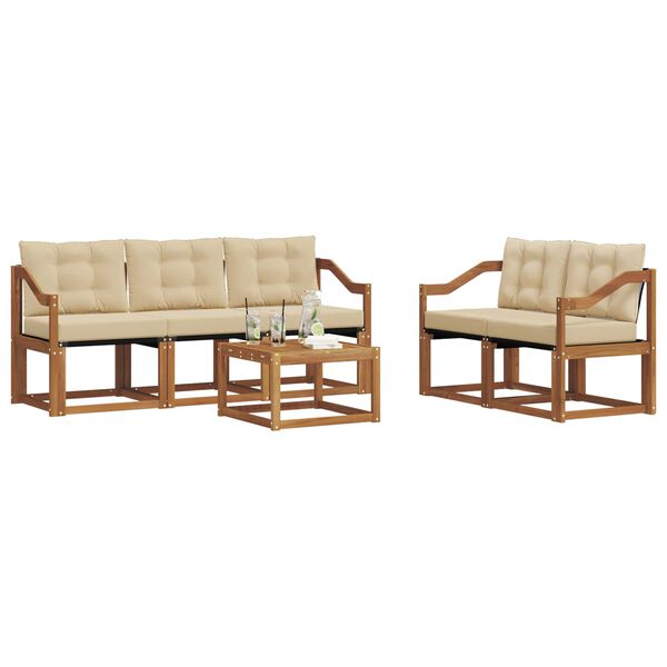 vidaXL Set di divani da esterno con cuscino 6 pcs Naturale e Beige