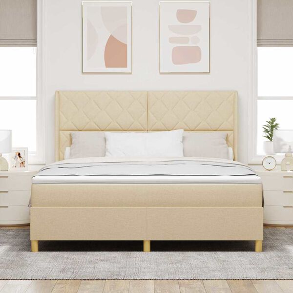 vidaXL Letto a molle con materasso Crema 180 x 200 cm Tessuto