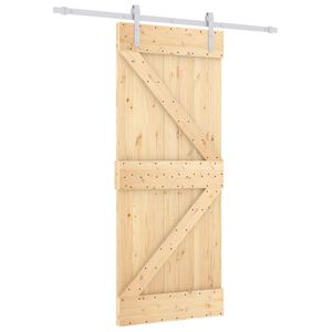 vidaXL Porta Scorrevole con Set Hardware 85x210 cm Legno Massello Pino