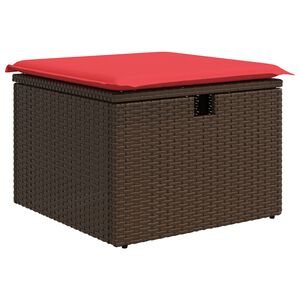 vidaXL Sgabello da giardino con cuscino marrone 55x55x37 cm in polyrattan