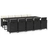 vidaXL Set da Pranzo da Giardino 11 pz con Cuscini in Polyrattan Nero