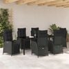vidaXL Set da Pranzo per Giardino con cuscino 7 pcs Nero polyrattan