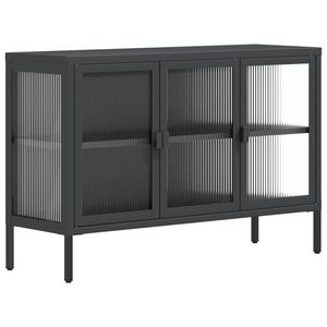 vidaXL Credenza Nera 105x35x70 cm Vetro e Acciaio