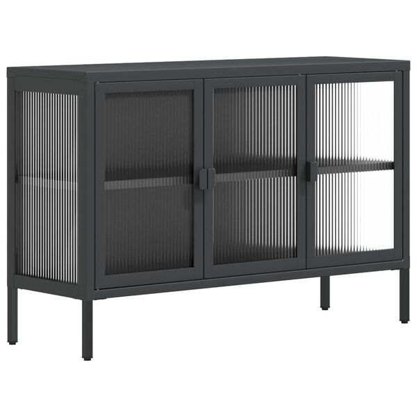 vidaXL Credenza Nera 105x35x70 cm Vetro e Acciaio