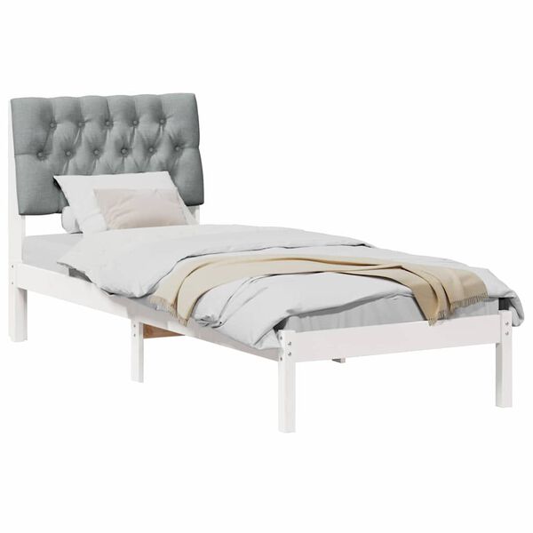 vidaXL Letto con Testiera Rivestita con testiera Bianco 75 x 190 cm