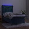 vidaXL Letto a Molle con Materasso e LED Blu Scuro 80x200cm in Velluto