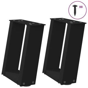 vidaXL Gambe per Tavolino da Caff&egrave; a Forma di U 2 pz Nere 30x(30-31) cm Acciaio