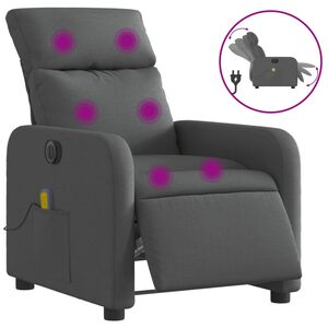 vidaXL Poltrona Reclinabile Massaggio Elettrica Grigio Scuro Tessuto