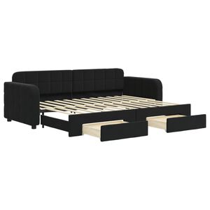 vidaXL Divano Letto Estraibile con Cassetti Nero 80x200 cm in Velluto