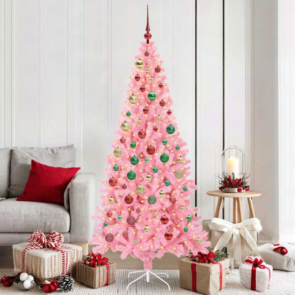 vidaXL Albero di Natale con 300 LED con supporto Rosa 180 cm PVC