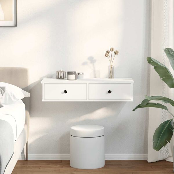 vidaXL Scaffale a Parete con Cassetti Bianco 80x34x17 cm in Truciolato