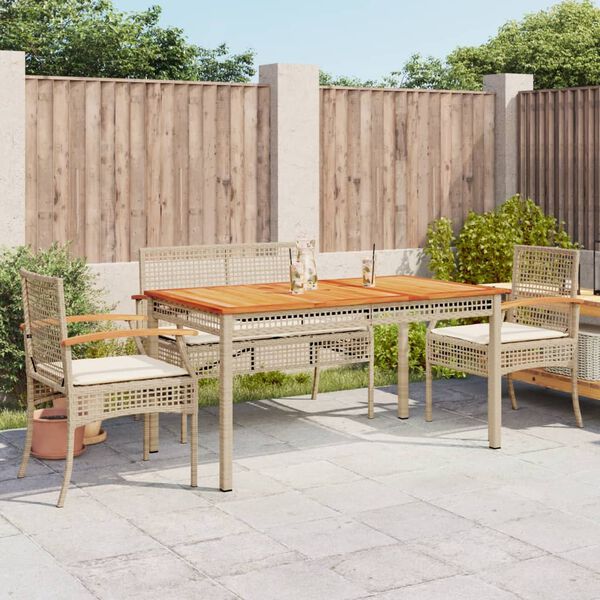 vidaXL Set da Pranzo da Giardino 5 pz con Cuscini Beige in Polyrattan