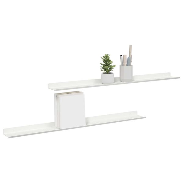 vidaXL Mensola sospesa 2 pcs Bianco 80 x 9 x 2,5 cm Acciaio