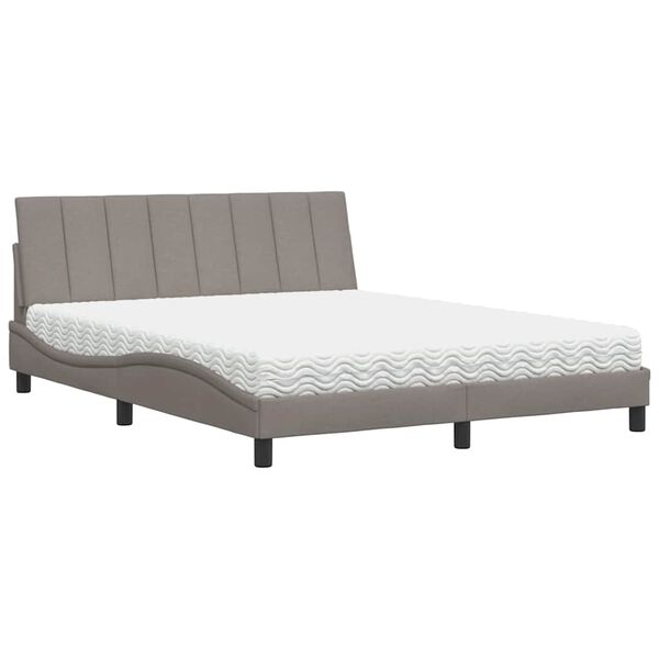 vidaXL Letto con Materasso Hanko Tortora 160x200 cm in Tessuto