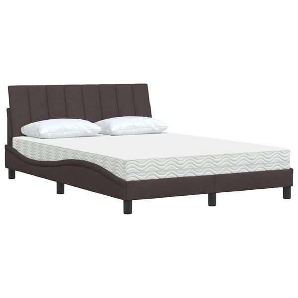 vidaXL Letto con Materasso Hanko Marrone Scuro 140x200cm Tessuto