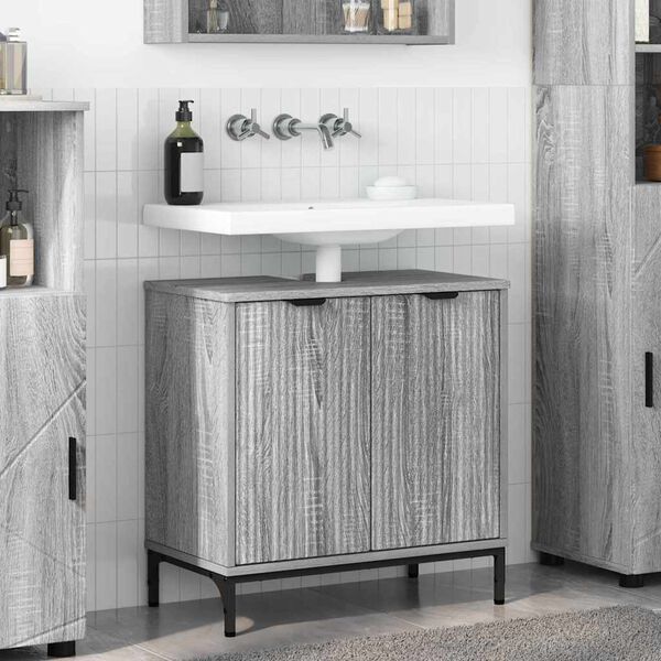 vidaXL Armadio per Lavabo da Bagno Grigio Sonoma 60,5 x 33,5 x 61 cm