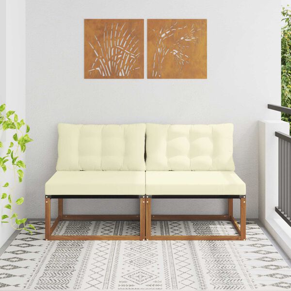 vidaXL 2 Pezzo Divano centrale per esterno Legno di Acacia Massello