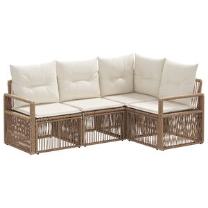 vidaXL Set Divano da Giardino 4 pz Beige polyrattan